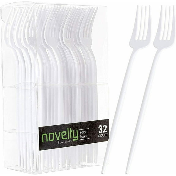 Novelty Modern Flatware Cutlery Disposable Salad Plastic White Forks 32 Pieces