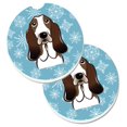 thumbnail image 1 of ""Caroline'S Treasures Snowflake Basset Hound Juego De 2 Posavasos Para Coche Bb1677Carc 2,56 Multicolor"", 1 of 1