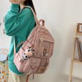 thumbnail image 3 of AMERTEER Women Preppy Style Patchwork Clear Backapck Student Large Rucksack (Purple), 3 of 6