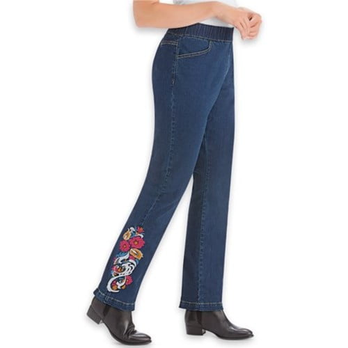 Floral Embroidered Pull-On Elastic 