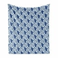 thumbnail image 1 of Paisley Soft Flannel Fleece Blanket, Vintage Eastren Inspired Design with Flowers Ivy Leaves and Dots Nature Artwork, Cozy Plush for Indoor and Outdoor Use, 70" x 90", Blue and White, by Ambesonne, 1 of 6