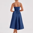 thumbnail image 3 of FINALGANG Women's Solid Color Spaghetti Strap Midi Dress Sweetheart Neck Flared Skirt Regular Fit Dress Summer Casual Daily Date Dress, 3 of 8