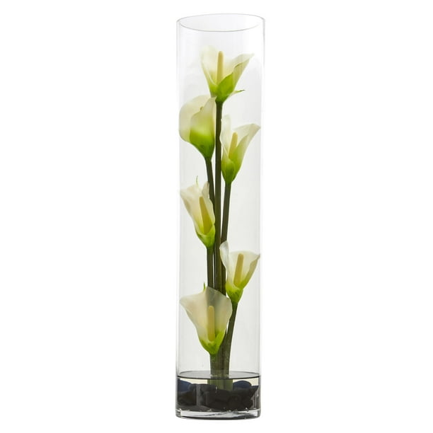 Nearly Natural 18 in. Mini Calla Lily Artificial Arrangement in