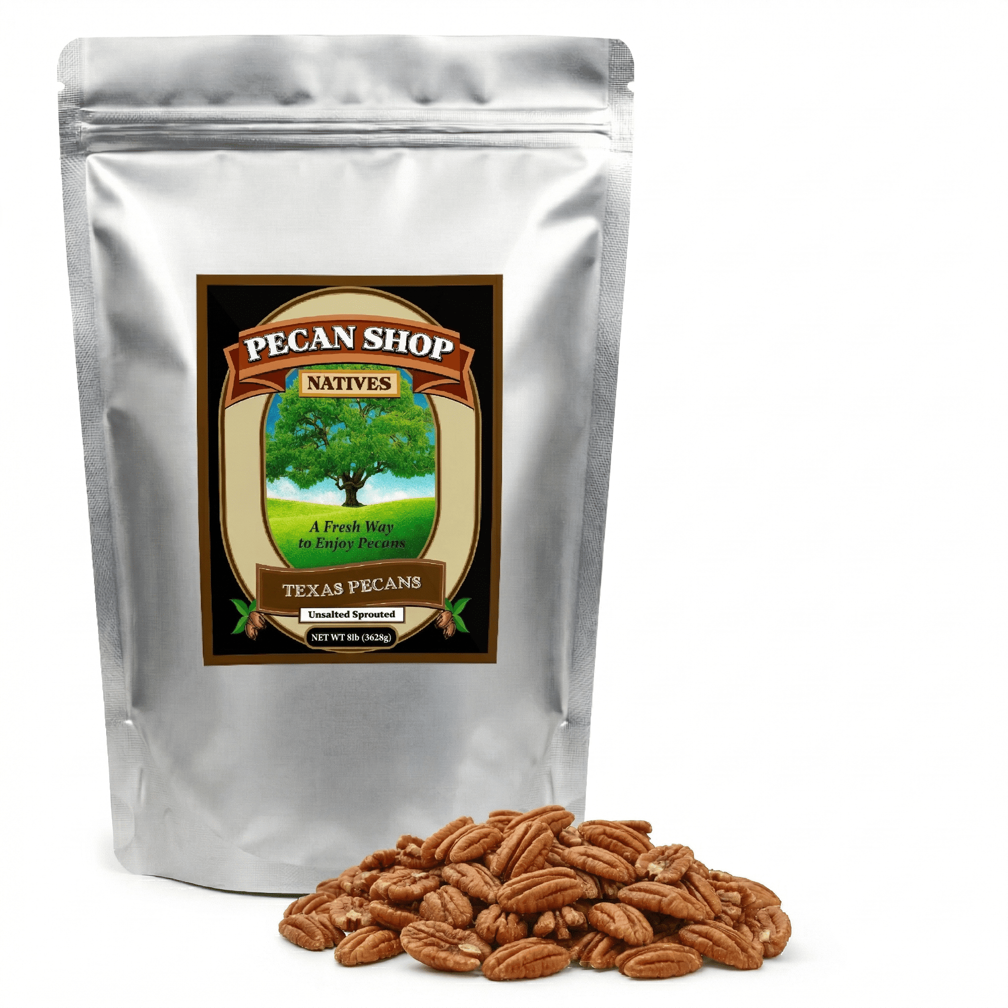 Unsprayed Sprouted 8 lb Raw Wild-Harvested Family Recipe Crispy Sea Salt Texas Native Pecans-Fresh Direct Ship