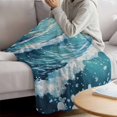 thumbnail image 3 of Teal Coastal Blanket Soft Cozy Warm Throw Blanket for Couch, Plush Fuzzy Flannel Fleece Blankets for Sofa, Summer Beach Nautical Ocean Waves Bed Blankets Lightweight Gifts for Women, 50"x80", 3 of 9