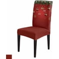 thumbnail image 4 of Chair Covers for Dining Room Set of 4,Winter Christmas Snowflakes Balls Stretch Seat Protector Removable Washable Chairs Slipcovers for Kitchen Banquet Wedding Hotel,Xmas Spruce Leaf Berry on Red, 4 of 6