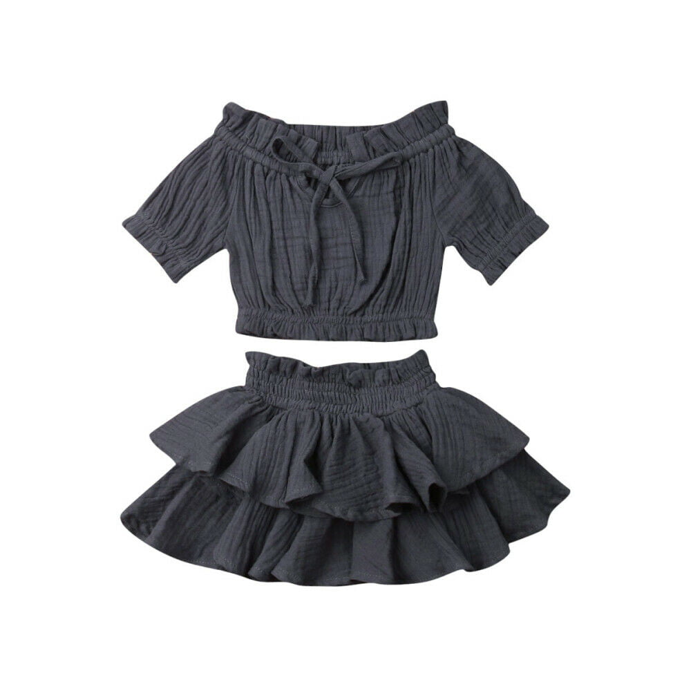 Baby Girl Clothes Set Summer Short Sleeve Top T-shirt Ruffle Skirts ...