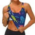 thumbnail image 4 of Haiem Dinosaurs Pattern Womens Sports Bra - U Neck Padded Low Impact Yoga Bra Workout Crop Top Gym Moisture-Wicking Workout Vest -XX-Large, 4 of 9