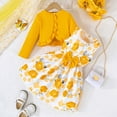 thumbnail image 2 of MEZZALL Girls Floral Solid Color Cardigan Dresses Sets Casual Fall Outfits Toddler Kids Playwear Everyday Comfortable Dressy Clothes Versatile Child Clothes Sets, 2 of 9