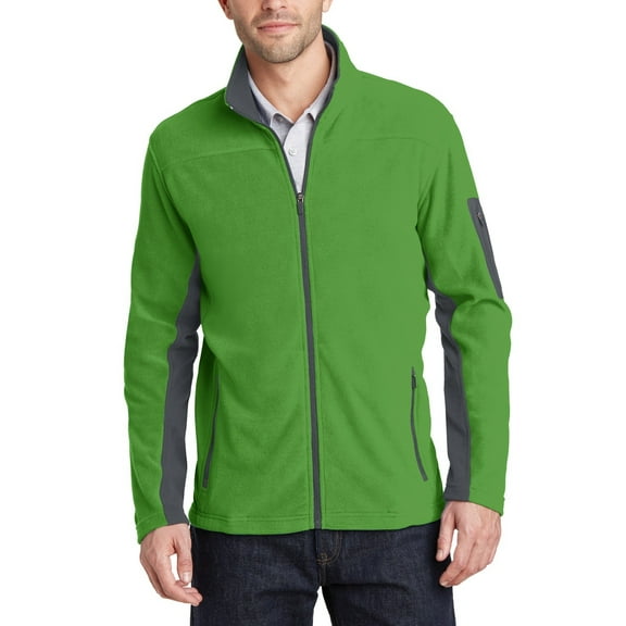 Just Blanks Summit Fleece Full-Zip Jacket Reverse Coil Zippers Front Zippered Pockets, Vine Green/ Magnet, 4XL