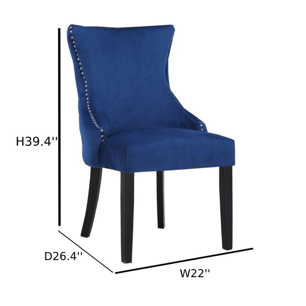 Ensemble de 2 chaises de salle à manger Storm – Chaises d'appoint de salle à manger classiques et modernes en velours bleu avec rembourrage confortable et pieds en bois noir élégants, parfaites pour l