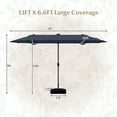 thumbnail image 3 of Costway 13FT Double-sided Patio Umbrella with Solar Lights Crank Handle Umbrella Base Navy, 3 of 10
