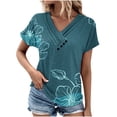 thumbnail image 1 of Blouses pour Femmes T-Shirt à Col en V Décontracté à Manches Courtes pour le Printemps et l'Été, 1 of 1
