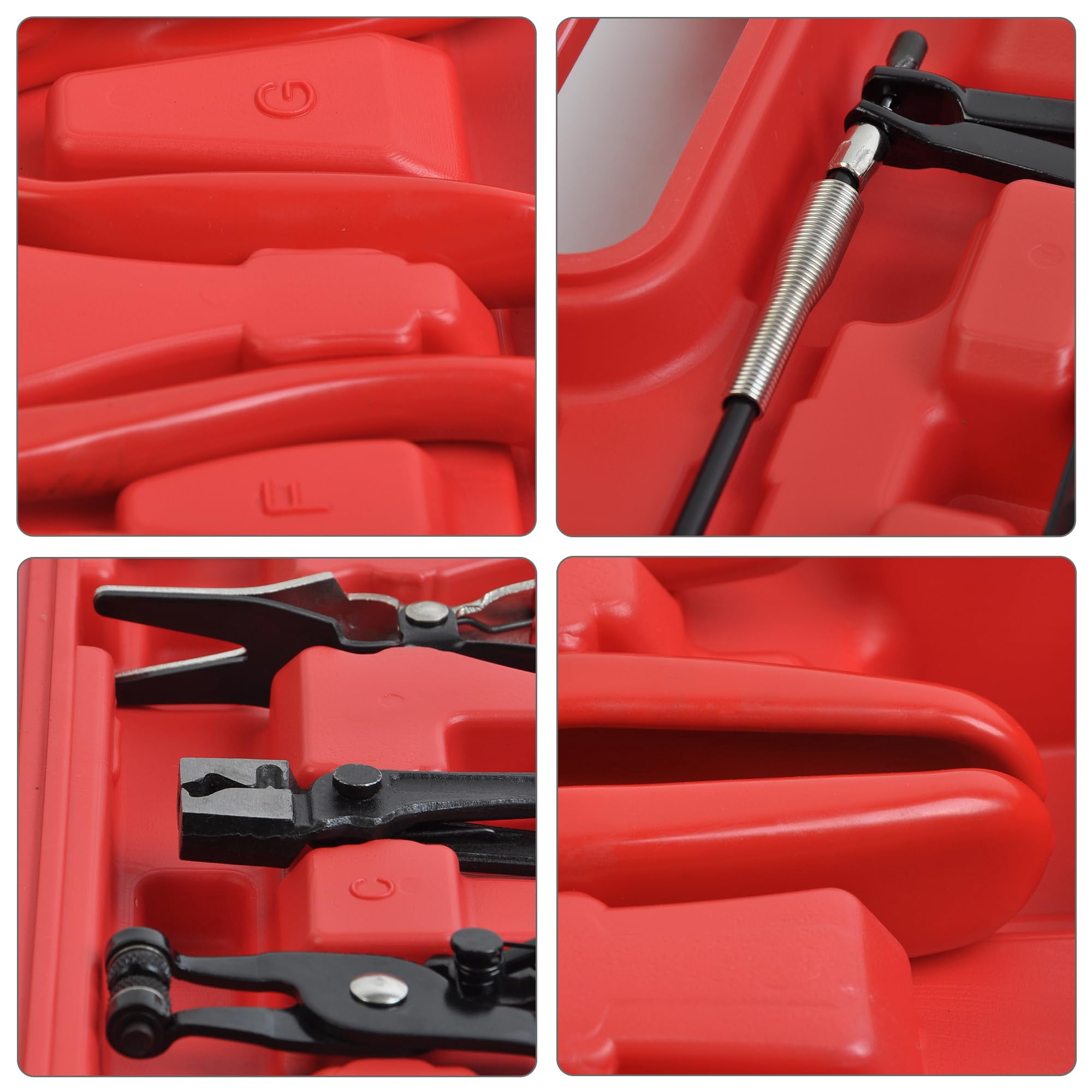 9PCS Hose Clamp Pliers for Fuel Oil and Water Hoses, Long Reach Hose Clamp Remover Kit with Flexible Wire Clic R Type Swivel Jaw Flat Band Pliers Set