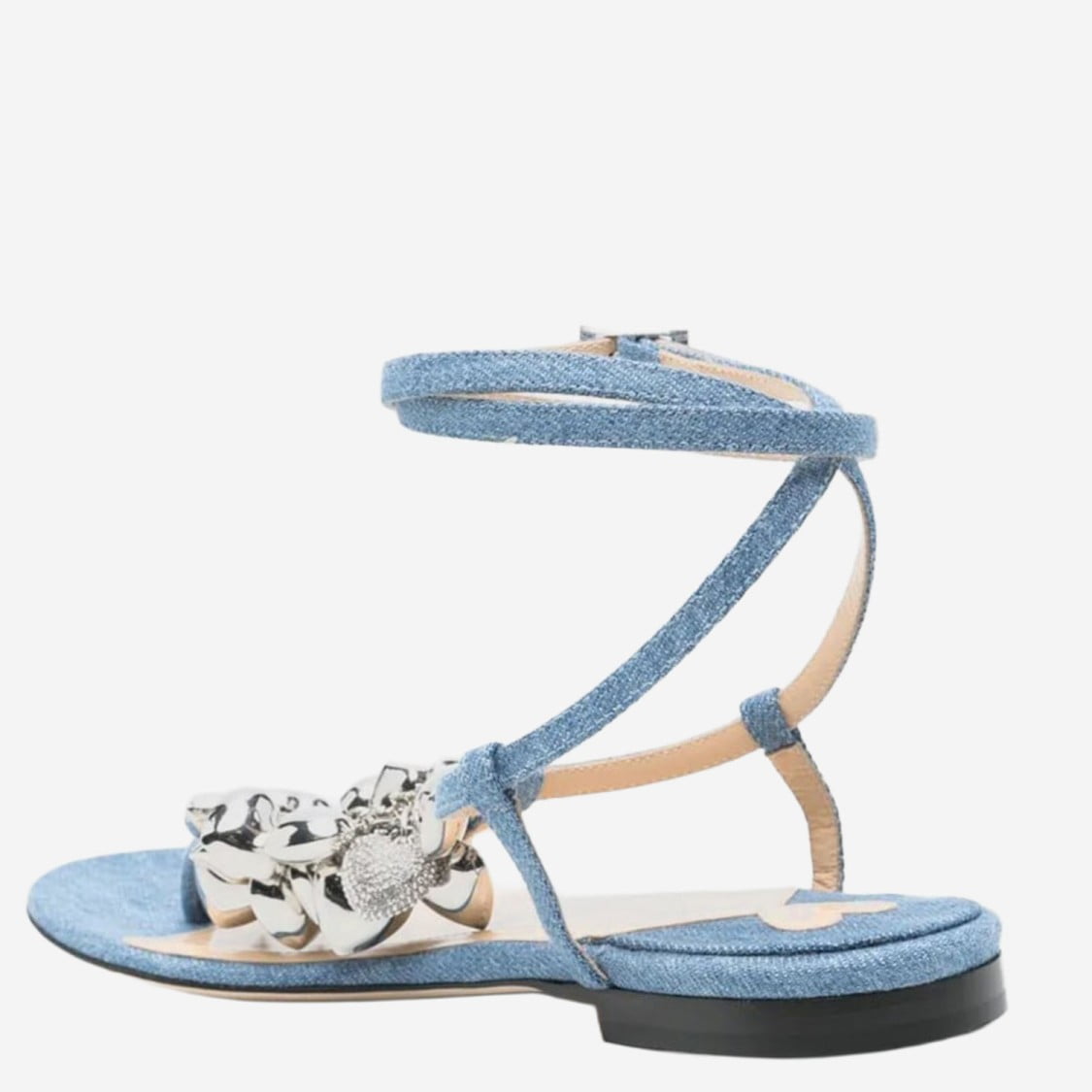 サンダル・ミュール Mach & Mach Cotton And Leather Sandals With Heart-Shaped Mach & Mach Cotton And Leather Sandals With Heart-Shaped