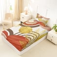 thumbnail image 4 of Castle Fairy Boho Tropical Leaf Twin Sheet Sets 3pcs for Teens, Geometric Print Bedding for Bedroom, Clay Brown Gold, 4 of 6