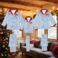 thumbnail image 3 of BLTIBY Pajama Christmas Family Set Satin Pjs Matching Sets Silk Sleepwear Holiday Striped Printed Nightwear Xmas Jammies Loungewear Blue 3XL, 3 of 7