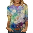 thumbnail image 1 of Pompotops T-shirt Ample Imprimé pour Femme Blouse à Manches 3/4 Col Rond Hauts Décontractés Liquidation, 1 of 5