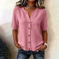 thumbnail image 2 of dazeni Women's Short Sleeve Sweater Lightweight Knit Button Down Cardigan Jackets Summer Casual Open Front Cardigans Clothes Pink, 2 of 5