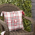 thumbnail image 3 of Tasseled Plaid Outdoor Down Filled Throw Pillow, 3 of 4