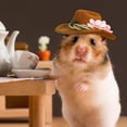 thumbnail image 4 of Dalrosia 3PCS Hamster Chicken Mini Cowboy Hats Flower Leaves Brown Guinea Pig Hats Felt Tiny Cute Pet Hat Costume Accessories for Small Pet Holiday Party Clothes Supplies Photo Props, 4 of 7