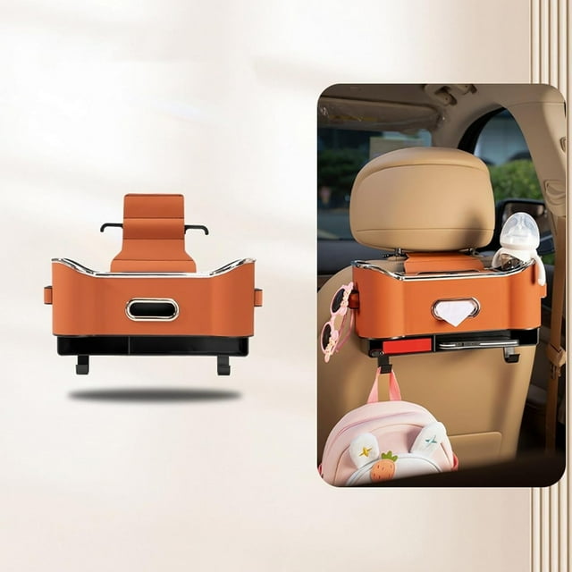 Multifunctional Car Seat Back Organizer with Cup Holders and Storage Pockets for Travel and Home Use
