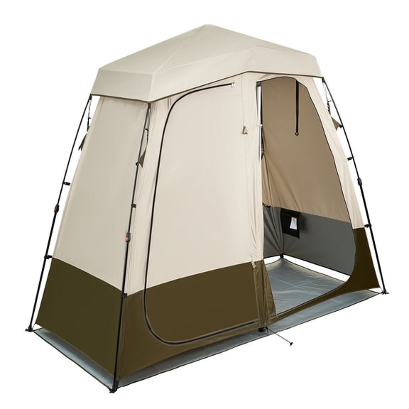 Camping Shower Tent, 2 Room Portable Privacy Tent for Outdoor Changing, 150D Oxford Fabric, UPF 50 , Waterproof, w/ Stakes & Carry Bag