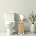 thumbnail image 7 of Freestanding Wicker Toilet Paper Holder with Lid, 3 Rolls of Toilet Tissue Storage, Rattan Handmade Woven Toilet Paper Roll Holder Stand, Decorative Boho Bathroom Farmhouse Toilet Paper Holder, 7 of 7