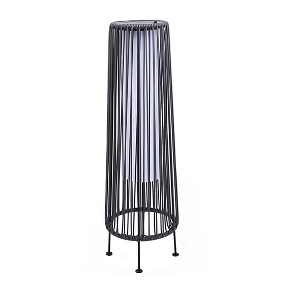 JT Morolux Solar Rattan Floor Lamp Outdoor, Waterproof LED Standing Lights, Handwoven Black Wicker Solar Patio Lamps for Garden, Porch, Yard, Deck, Lawn Decorations – Auto On/Off