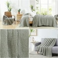 thumbnail image 3 of Southshore Fine Living, Inc. King/California King Waffle Blanket, 100% Cotton, Green and White Check, 3 of 9