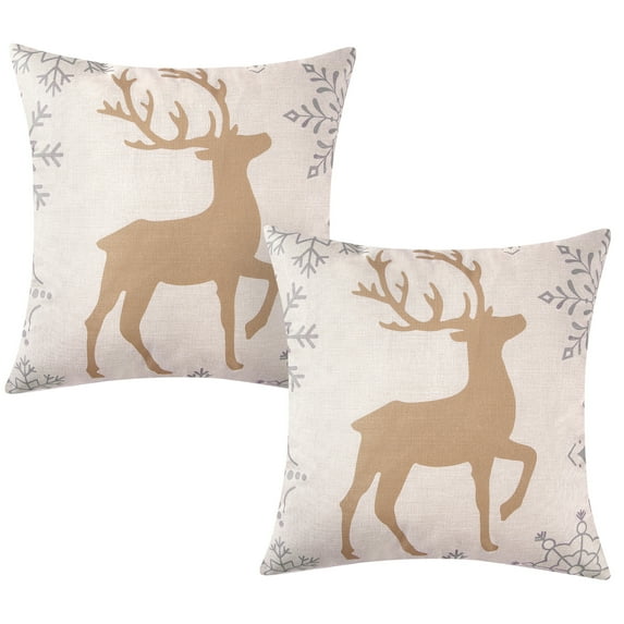FairOnly 2 Pcs Christmas Pillow Covers 18"x18" Decorative Throw Pillows for Living Room Farmhouse Couch Pillows for Sofa Bedroom, Gold