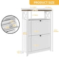 thumbnail image 7 of DWVO White Shoe Cabinet, Modern Entryway Shoe Rack, Tipping Bucket Shoe Storage Organizer with 2 Flip Drawers, 7 of 7
