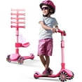 thumbnail image 1 of Kidscoter Trottinette à Pousser 2-en-1 Réglable avec Siège, Roues à DEL, 3 à 12 Ans, Rose, 1 of 9