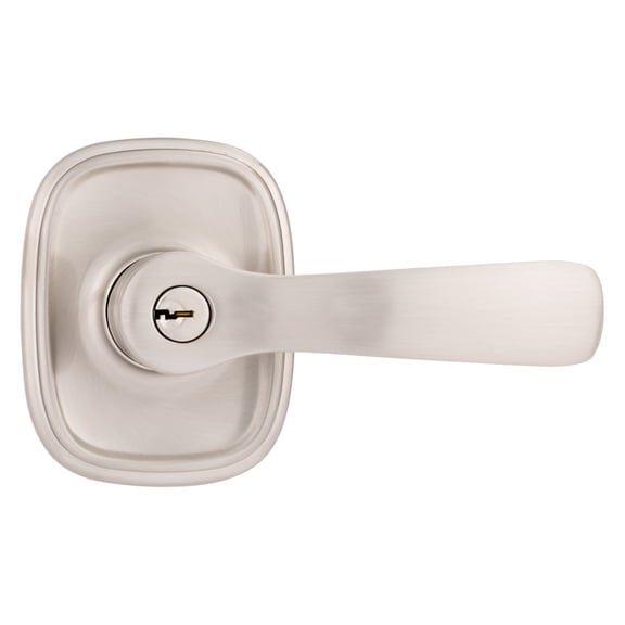 Brinks Push Pull Rotate Alwood Keyed Entry Doorknob Lever in Satin Nickel