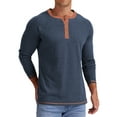 thumbnail image 3 of GENTS BLISS Crew Neck Henley Men Shirts Long Sleeve Shirts for Men Casual Color Block Tops, 3 of 6
