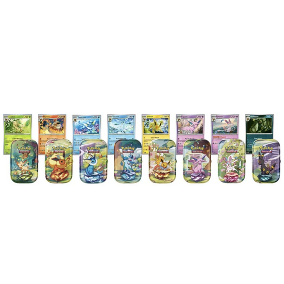 Pokemon Prismatic Evolutions 8 Mini-Tins with Promo Cards
