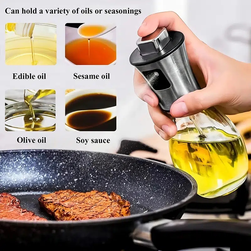 Oil Sprayer for Cooking, Refillable Glass Olive Oil Mister, Portable
