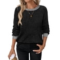 thumbnail image 2 of Camisas de Larga para Mujer, Suéteres, Conjuntos de Otoño, Bloques de Color, Ropa de Invierno, Elegantes, Informales, Suaves. Negro XXL, 2 of 7