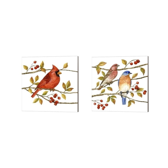Metaverse Jane Maday 'Birds & Berries' Canvas Art (Set of 2)