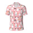 thumbnail image 2 of Daiia Cute Pink Snowman Cat Pattern Men’s Polo Shirts,Solid Deck Shirt,Classic Fit, Breathable Cotton Polo for Casual and Sport Wear-XX-Large, 2 of 7