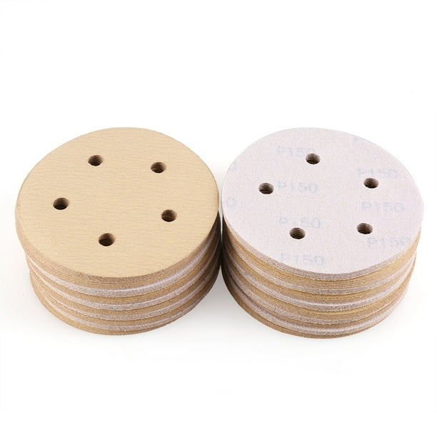 100 PCS 150 Grit 5Inch 5Hole Hook and Loop Orbit Sander Paper Sanding