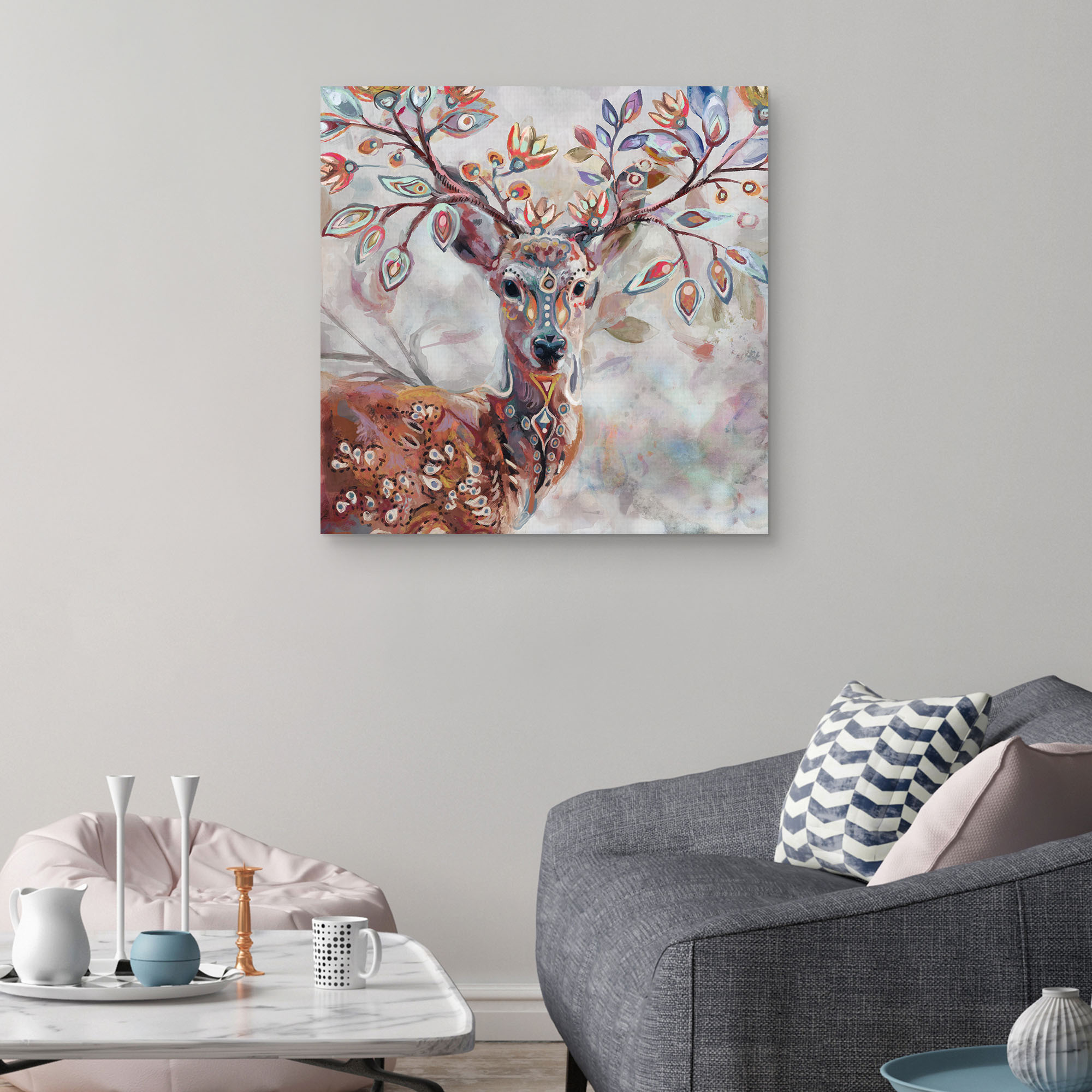 Boho Deer by Studio Arts Canvas Art Print