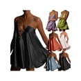 thumbnail image 5 of Qiylii Women's Casual Chain Sling Dress Deep V-Neck Backless Short Dress Solid Color Cutout Sexy A-line Party Dresses, 5 of 9