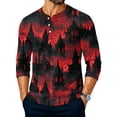 thumbnail image 2 of Domuza Halloween Henley Shirts for Men Novelty Spooky Graphics Casual Long Sleeve 3-Button Basic T-Shirt Comfy Soft Classic Fit Pullover M, 2 of 4
