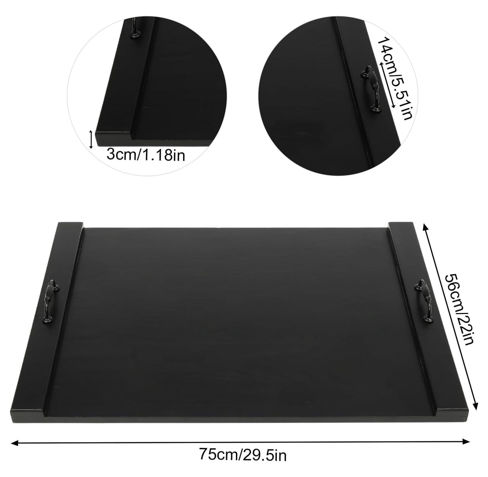 Stove Top Cover Noodle Board, Pine Wood Tray with Handles, 30x22 Inch Kitchen Stove Cover, Thickened Cutting Board, Black