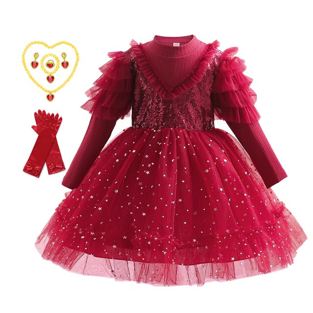 Otoño Invierno Niñas Vestido de Navidad Ropa para niños Vestido de fiesta Fiesta de niñas Tul Tutu Vestidos de princesa Vestido Año Nuevo Costume6-7T (130) Gao Jinjia LED