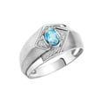 thumbnail image 4 of RYLOS Mens Rings 14K White Gold Ring 6X4MM Oval Shape Gemstone & Diamond Ring Blue Topaz December Birthstone Rings For Man Gold Rings Size 8, 4 of 8