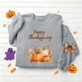 thumbnail image 5 of VKOYWKM Women's Happy Thanksgiving Sweatshirt Funny Letter Pumpkin Print Long Sleeve Crewneck Fall Pullover Tops, 5 of 5