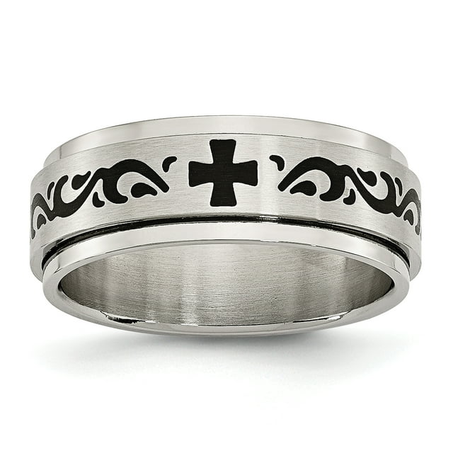 Stainless Steel Rotating Swirl 8mm Ring Man Religious Wedding Designed For Dad Mens For Him