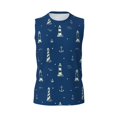 thumbnail image 6 of Lsque Lighthouses and Anchors Print Men's Cotton Blend Sleeveless Muscle Shirts (S-3XL)- Moisture Wicking, Odor Protection, UPF 30+,3X-Large, 6 of 8